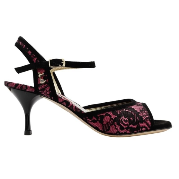 A1 Pizzo Nero Rosa 6 cm