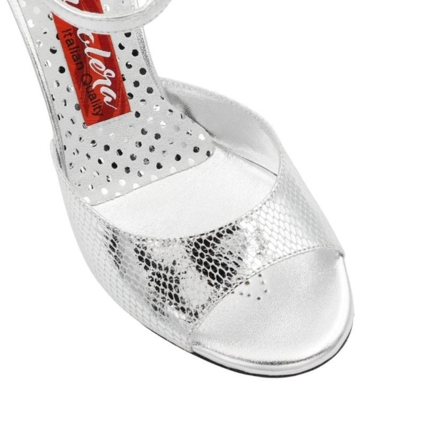 A8 Pitoncino Lux Argento Laminato Argento Heel 9 cm - Image 3